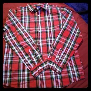 Boys Red Plaid Woven Shirt